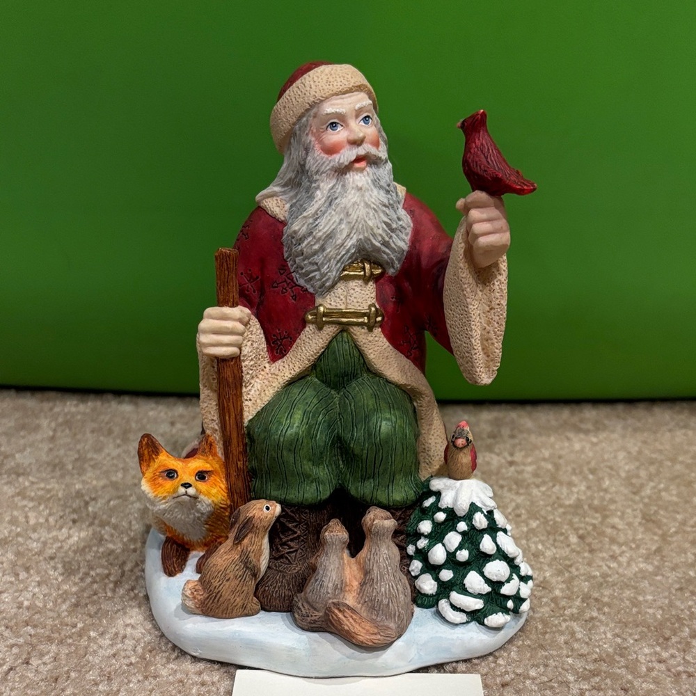 Lenox nature Santa Figurine with Animals - Red and Green